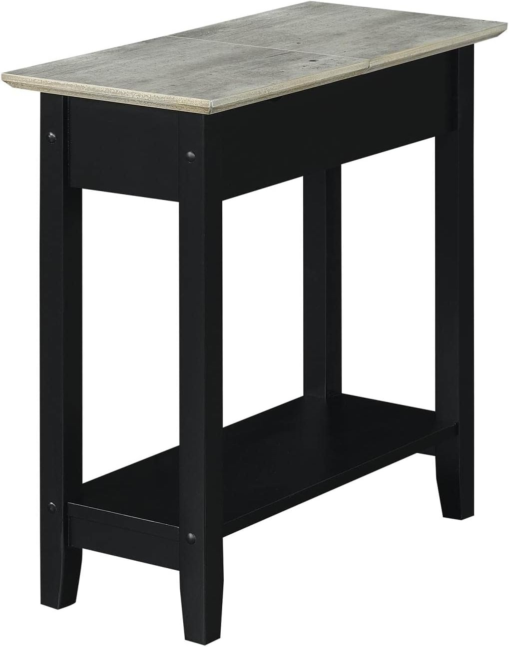 Convenience Concepts American Heritage Flip Top End Table with Charging Station, Faux Birch/Black