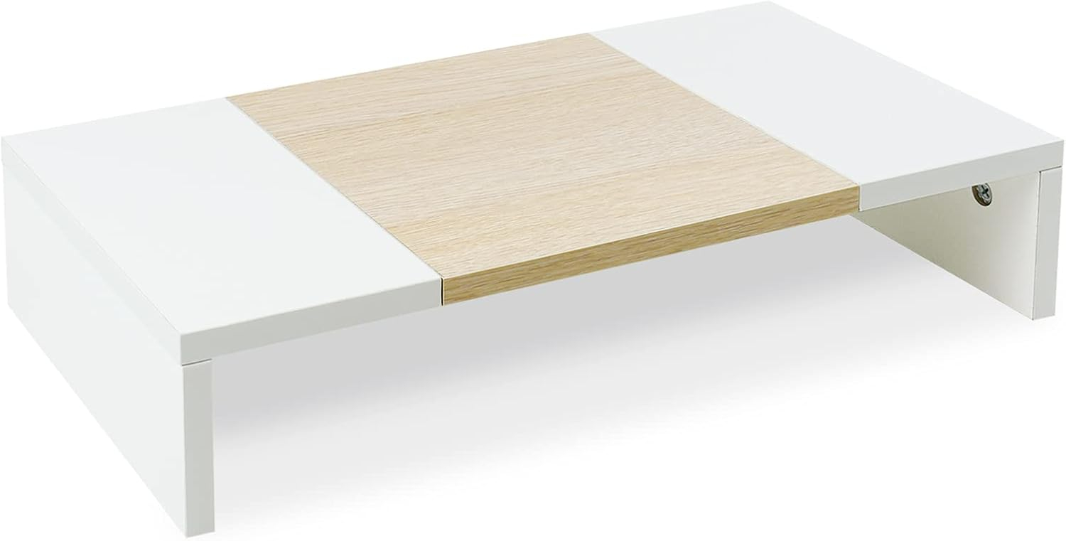 TEAMIX 20 Inch Monitor Stand Riser, Wooden Desktop Riser for TV/PC/Laptop/Printer, Cozy Monitor Riser with Storage, Laptop Shelf for Home Office