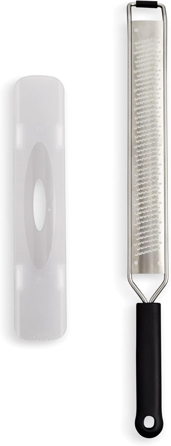 Black Handle Stainless Steel Fine Etched Grater Zester with Cover