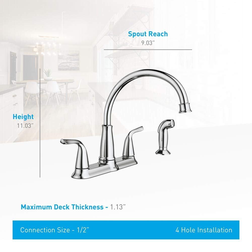 Spot Resist Stainless Dual-Handle Kitchen Faucet with Side Sprayer