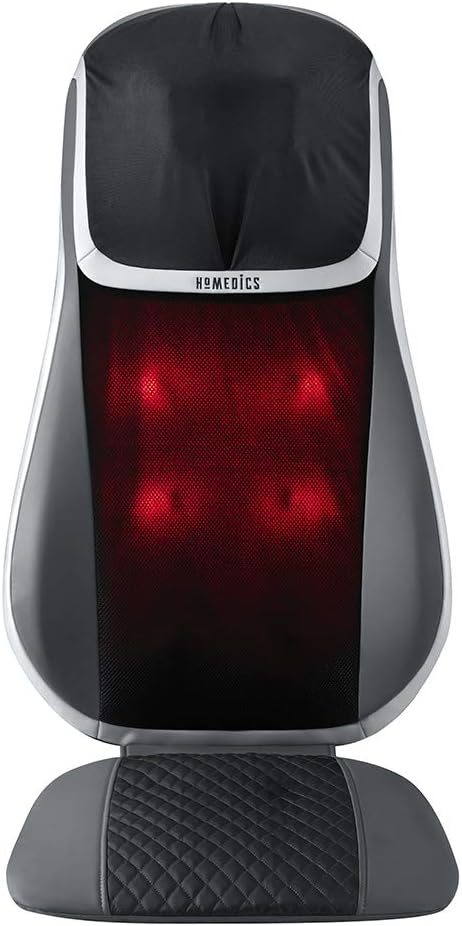 Homedics Shiatsu 3D Trutouch Massage Cushion for Neck & Back Soothing Heat, Shiatsu and Percussion, 3 Zones