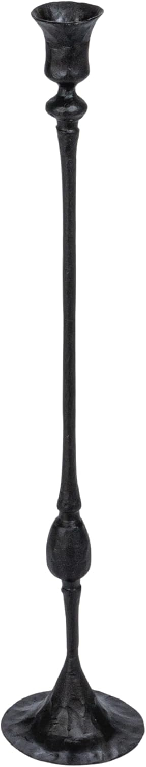 Creative Co-Op Tall Decorative Hand-Forged Metal Taper Holder, Black