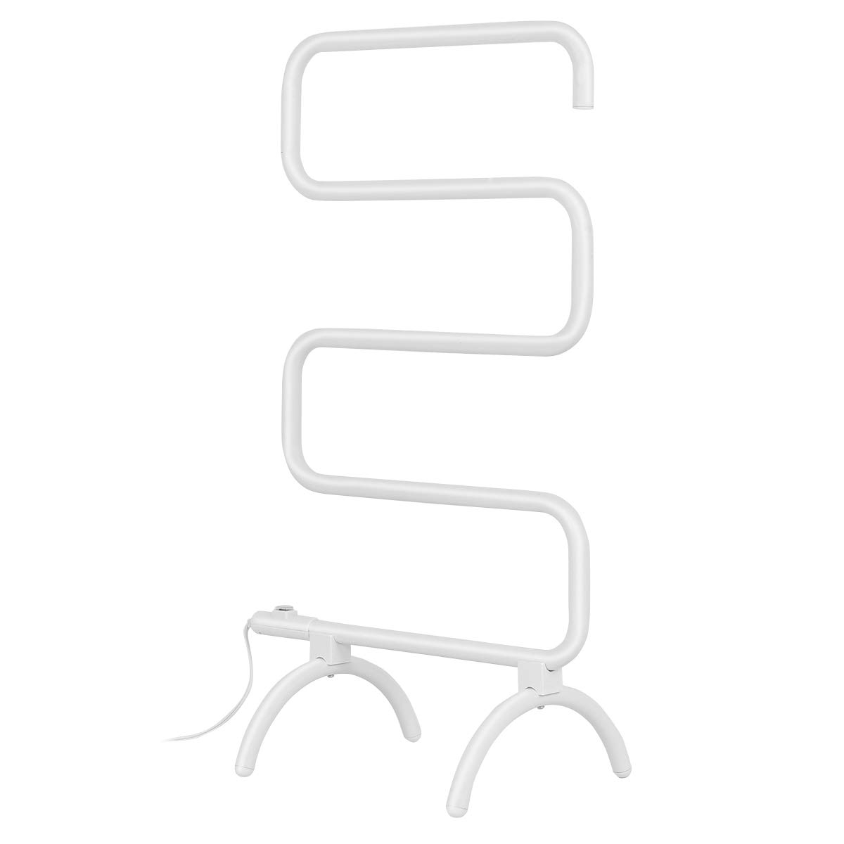 Tangkula Towel Warmer, Home Bathroom 100W Electric 5-Bar Towel Drying Rack, Freestanding and Wall Mounted Design Towel Hanger, Towel Heater, White (23"L x 13"W x 36"H)