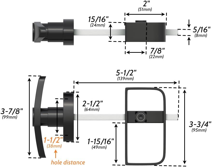 Black Steel Shed Door T Handle Lock with Keys