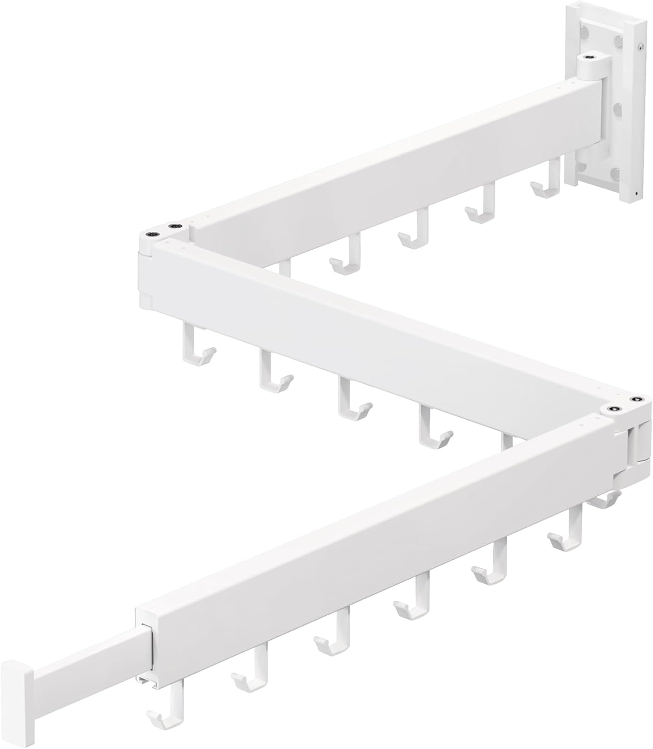 Clothes Drying Rack for Laundry, Retractable Clothes Hanger Rack Wall Mounted Folding Indoor, Drying Rack, Space Saver Clothes Rack,Collapsible (Tri-Fold) with 18 J-Hooks Laundry Rack White