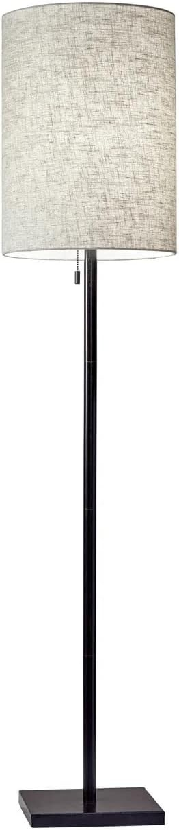 60.5" Liam Floor Lamp Golden Bronze - Adesso: Elegant Pull Chain, UL Listed, Beige Linen Shade