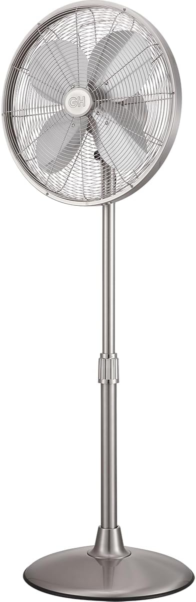 Good Housekeeping All-Metal 3-Speed 16" Oscillating Conference Room Pedestal Fan with Telescopic Height Adjustment (Multiple Finishes Available)