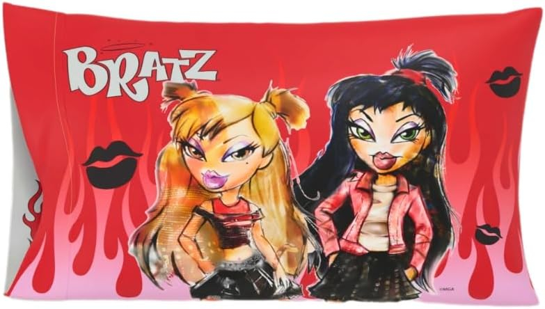 Franco Collectibles Bratz Beauty Silky Satin Standard Reversible Pillowcase Cover 20x30 for Hair and Skin, (Official Licensed Product)
