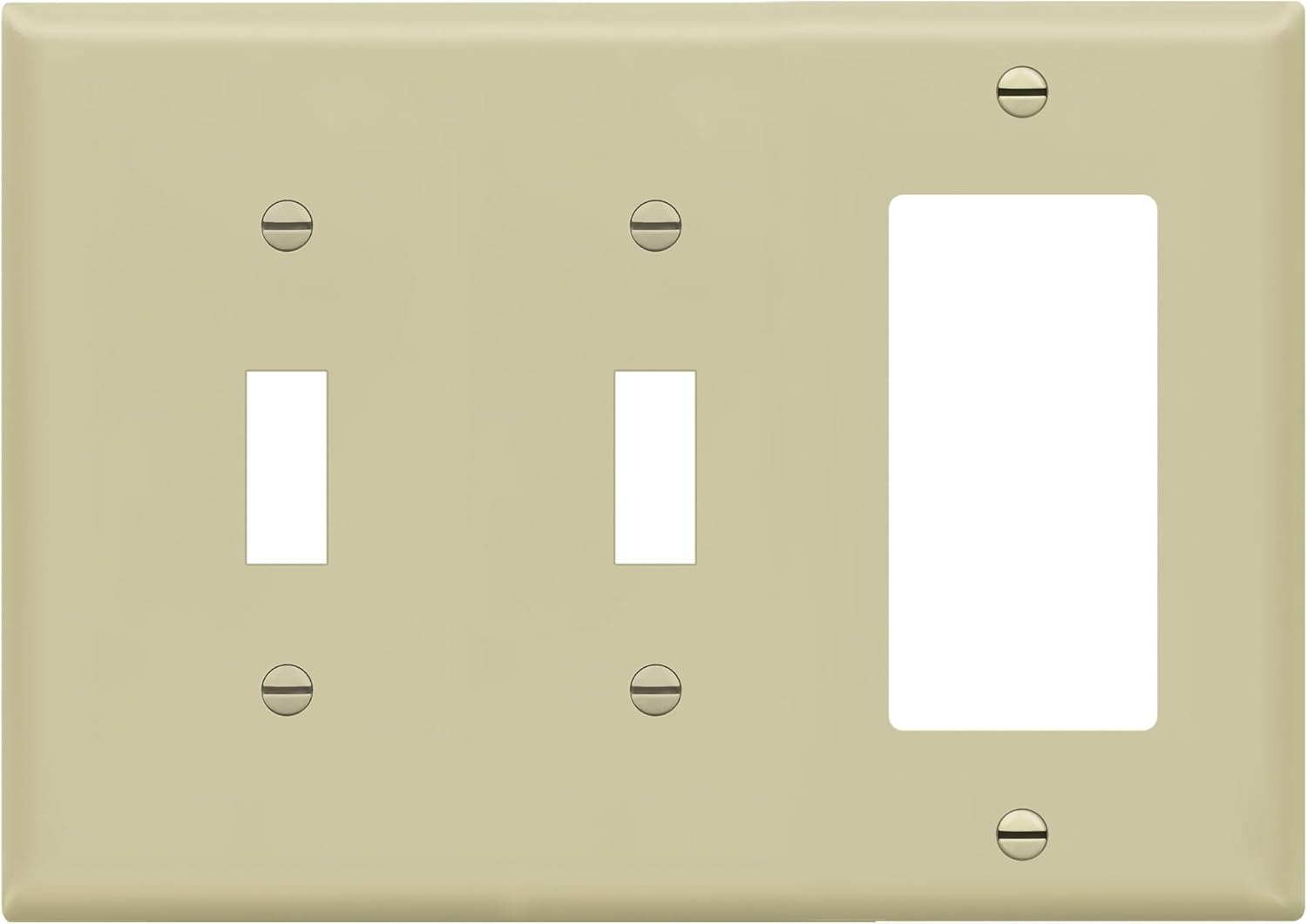 ENERLITES Combination Double Toggle / Single Decorator Rocker Outlet Wall Plate, Standard Size 3-Gang, Polycarbonate Thermoplastic, Ivory