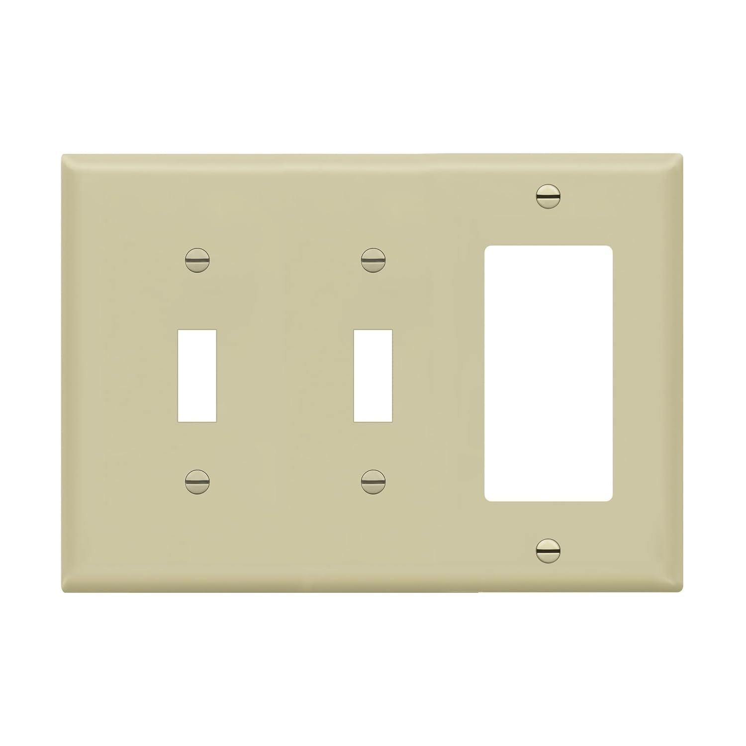 ENERLITES Combination Double Toggle / Single Decorator Rocker Outlet Wall Plate, Standard Size 3-Gang, Polycarbonate Thermoplastic, Ivory