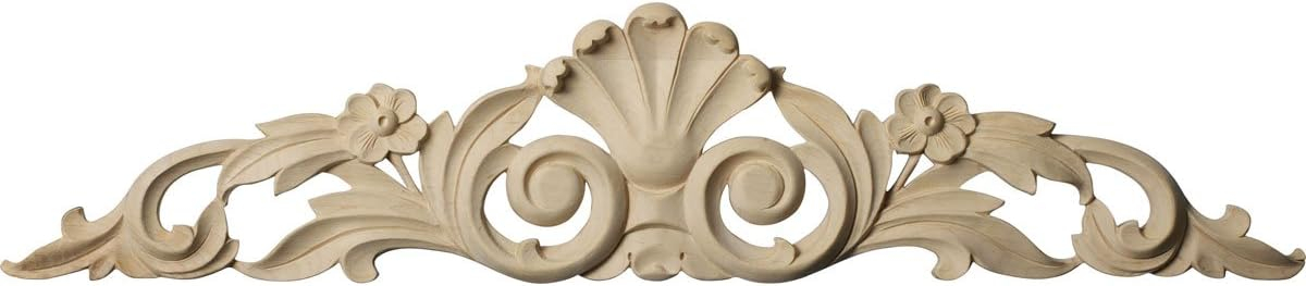 Ekena Millwork 24 1/8"W x 5 1/8"H x 3/4"D Medium Farmingdale Center with Scrolls, Maple