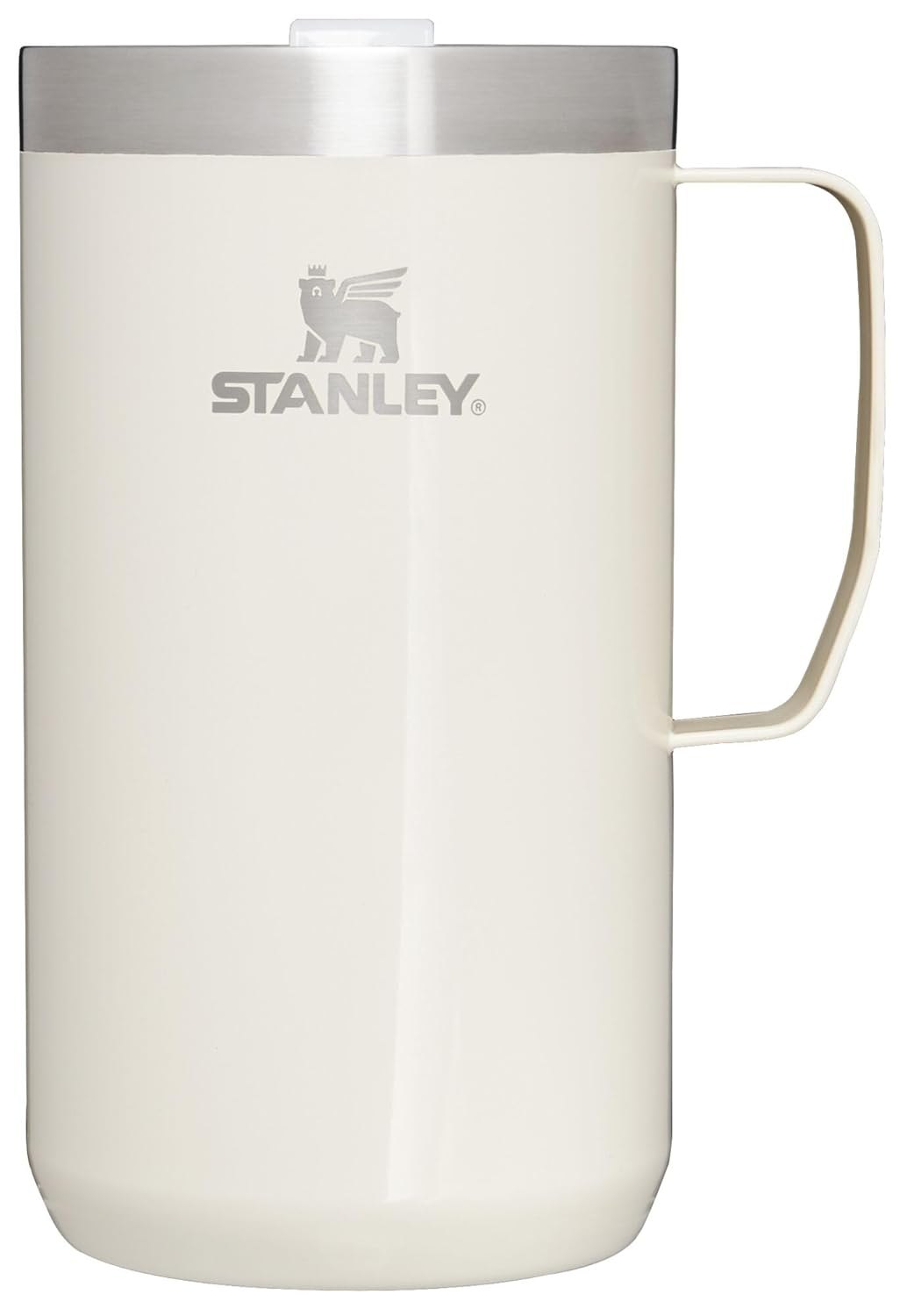 Stanley 24 oz Stainless Steel Classic Legendary Mug Cream Gloss: Dishwasher-Safe Drinkware for Hot & Cold Beverages