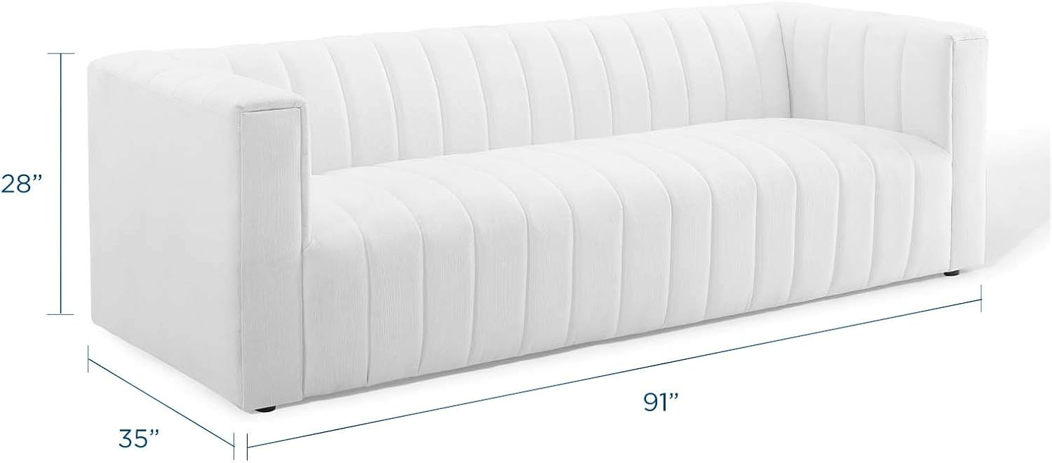 Modway Reflection Channel Tufted Upholstered Fabric Sofa in White