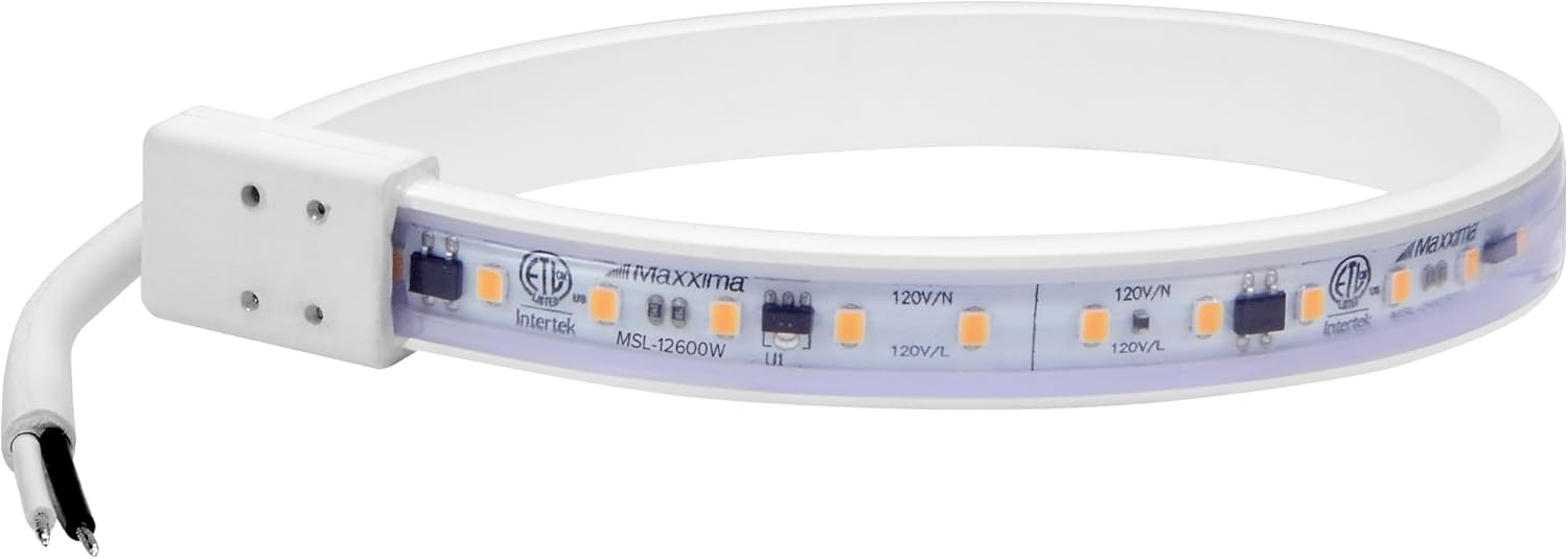 Maxxima 36 in. LED Under Cabinet Strip Light, Hardwired, 1380 Lumens, 3000K Warm White, 120V White Cove Light