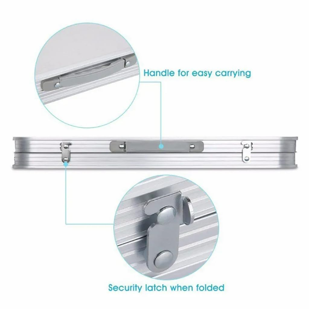 Fancial Folding Picnic Table with 4 Stools, Aluminum Table and Chair Set, Seats Up to 4 People, Portable and Lightweight, Height Adjustable, Suitable for Outdoor Camping Catering BBQ Party
