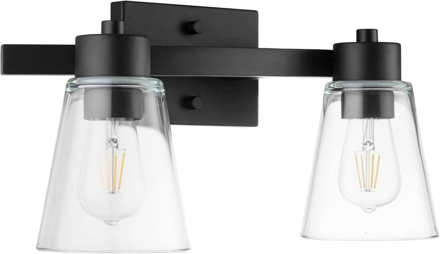 Prominence Home Fairendale 2-Light Matte Black Bathroom Vanity Light with Clear Glass Shade