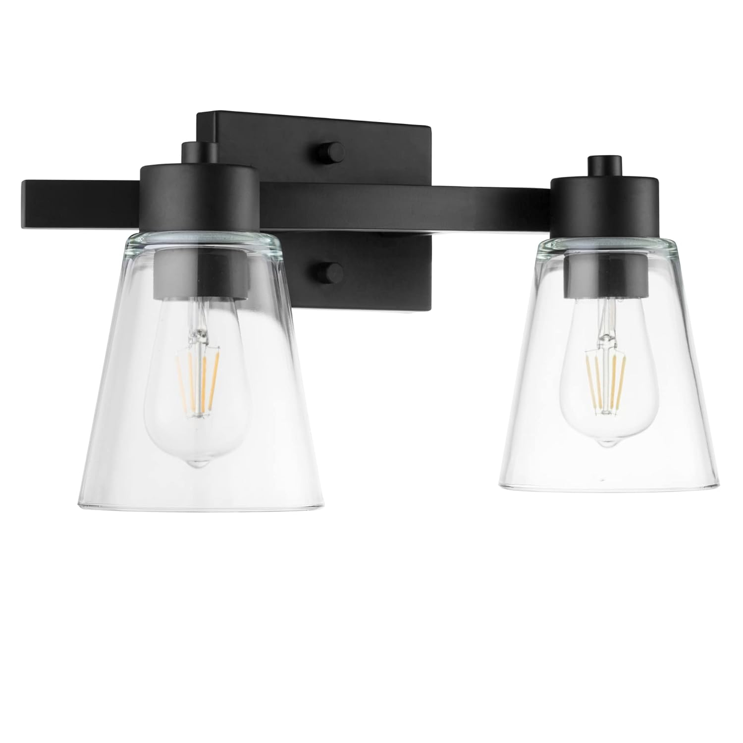 Prominence Home Fairendale 2-Light Matte Black Bathroom Vanity Light with Clear Glass Shade
