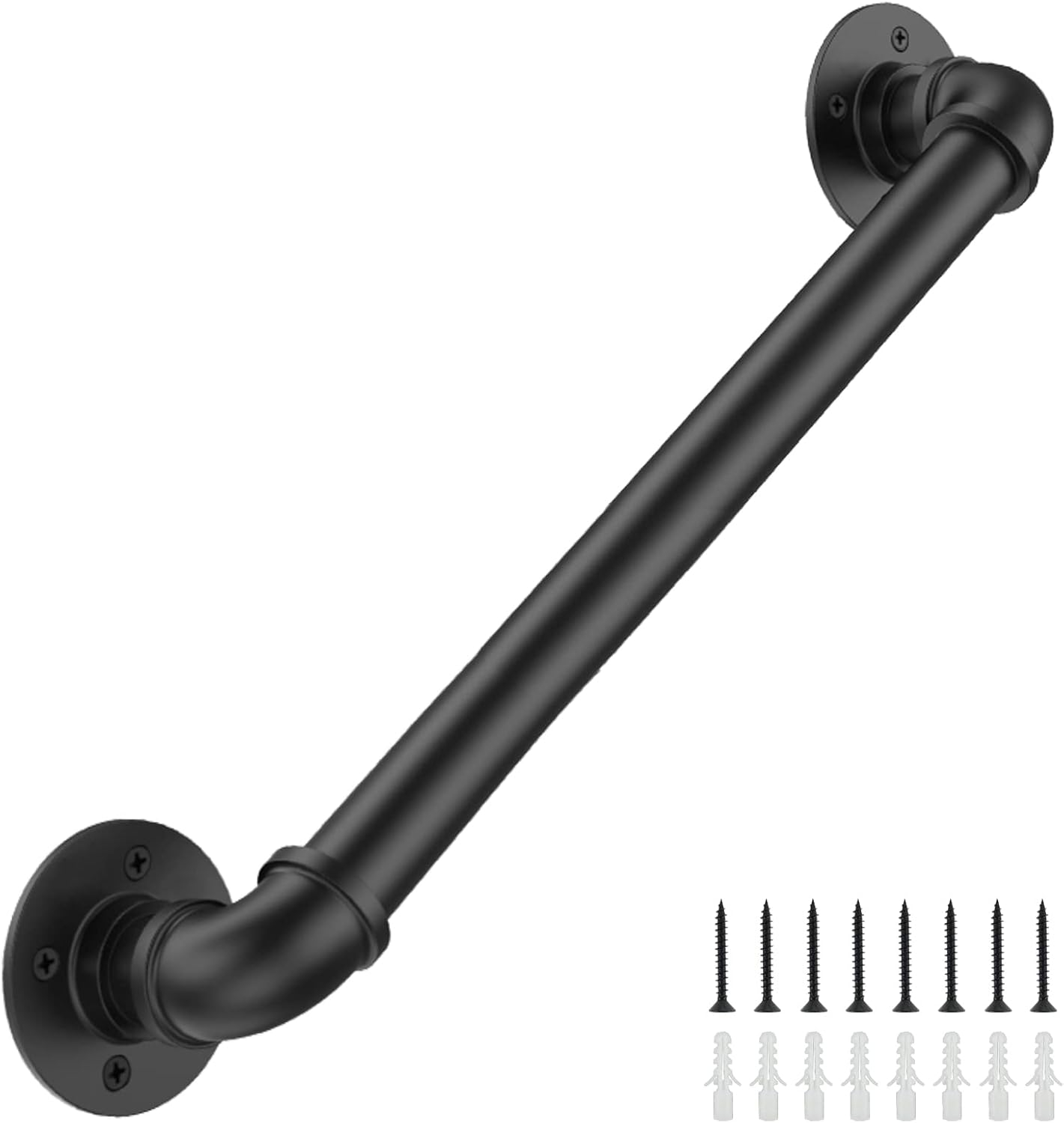 4FT Industrial Stair Railing Wall Mount Staircase Handrail φ1.3" Pipe Hand Rail for Steps Grab Bar Foot Rail Vintage Pipe Railing Black Deck Handrail for Outdoor Indoor Stairs Porch