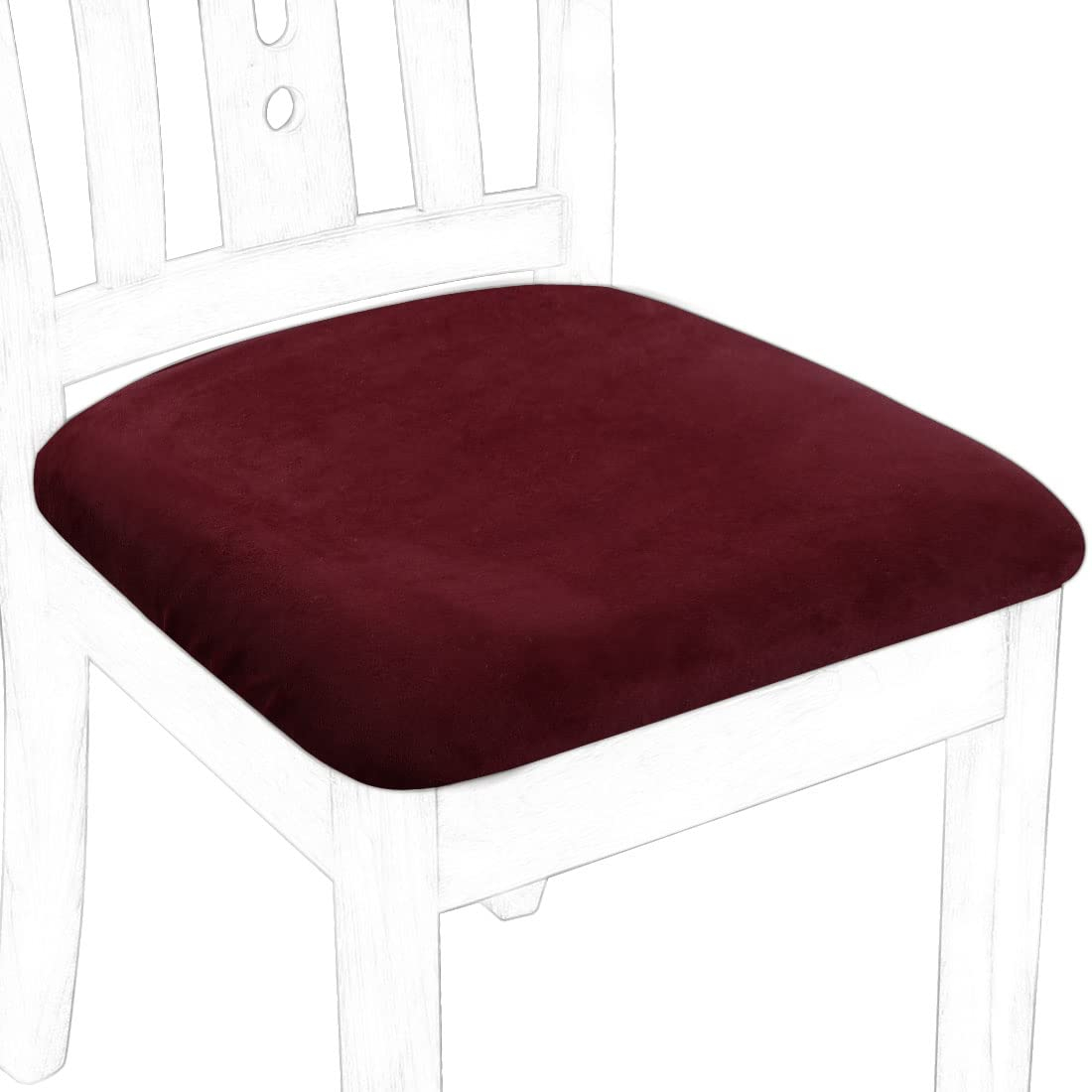 PiccoCasa Velvet Stretchable Printed Dining Room Chairs Slipcover 18" x 18" 6 Pcs Burgundy