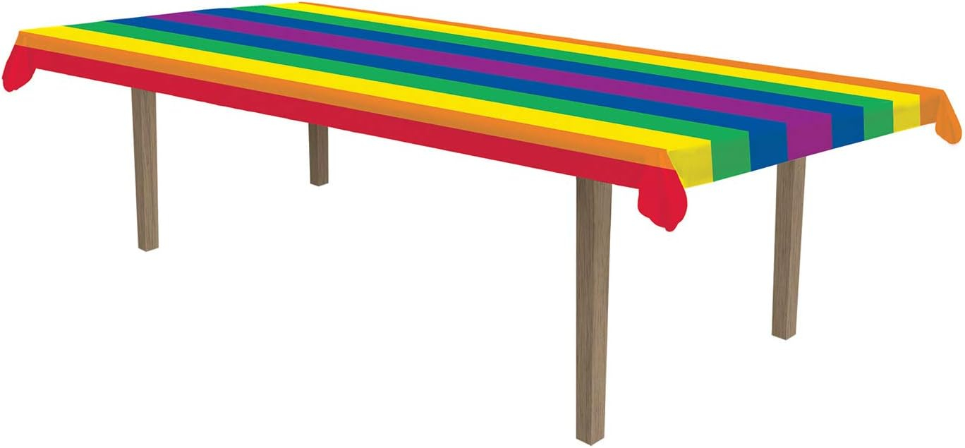 Rainbow Plastic Party Table Roll, 40 in x 100 ft