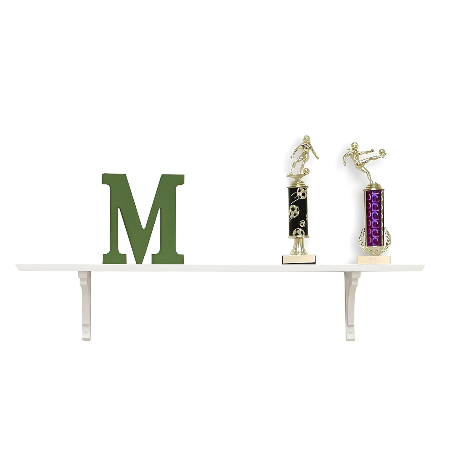 InPlace Shelves, 18Wx7Dx7H, Wood Cottage Bracket Floating Wall Mounted Display Shelf, White