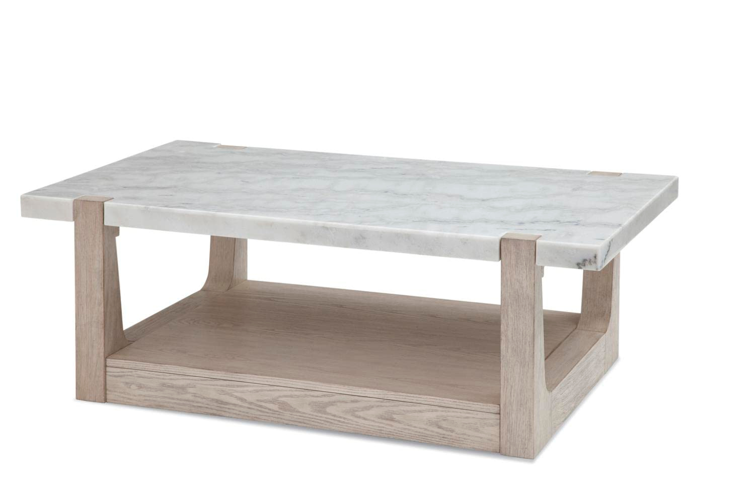 Beige and White Marble Rectangular Cocktail Table