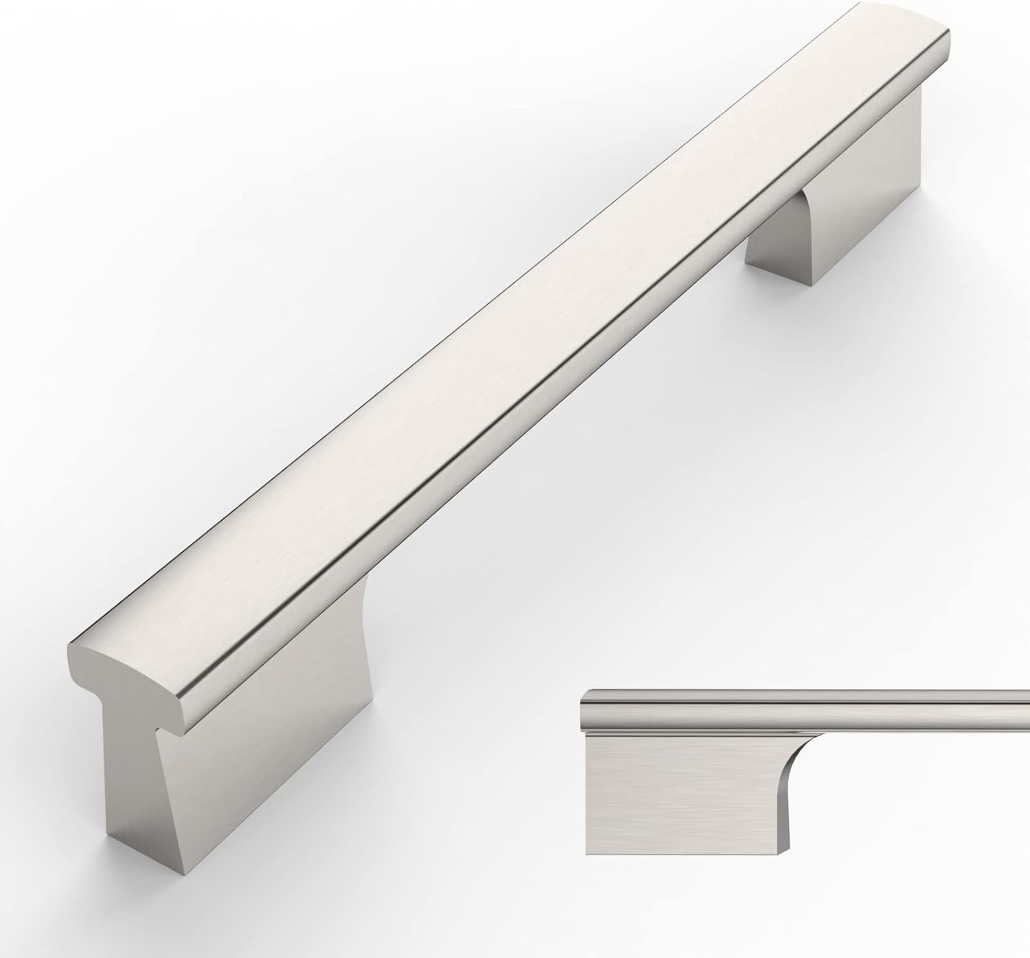 Amerdeco 10 Pack Brushed Satin Nickel Cabinet Pulls - 5 Inch(128MM) Hole Centers Kitchen Handles for Cabinets and Cupboards - ZH0060