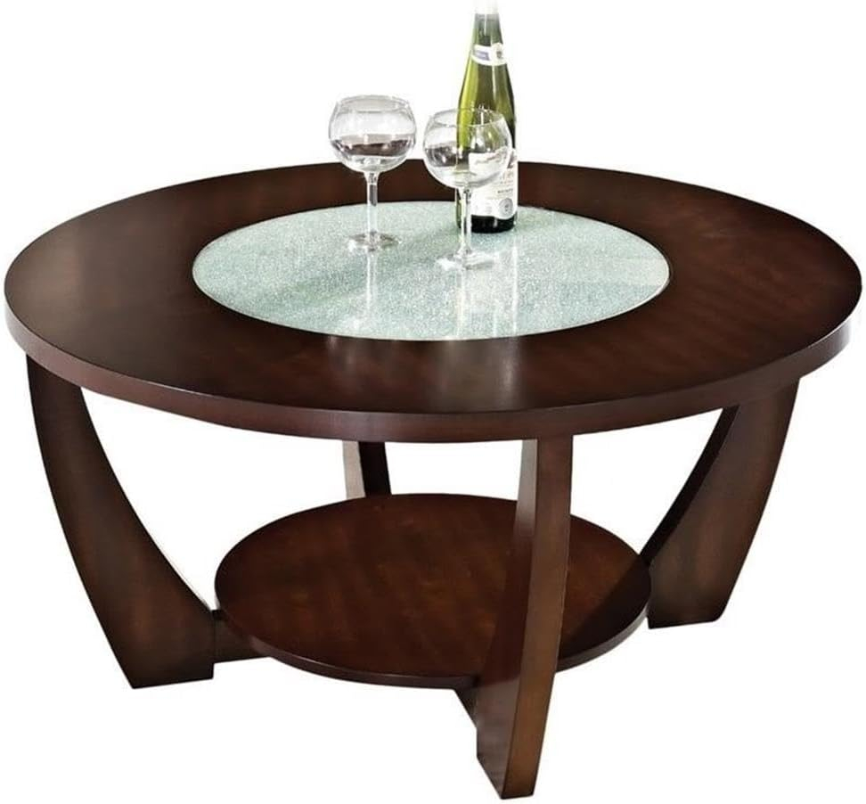 3 Piece Abstract Coffee Table Set with Coffee Table and Set of 2 End Table in Cherry