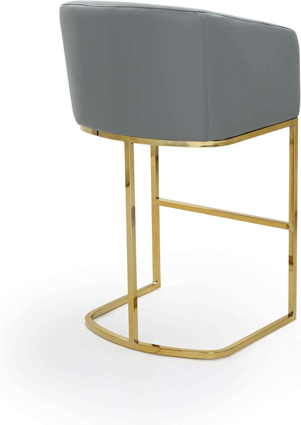 Tess Modern Gray Leather Bar Stool with Gold Metal Frame