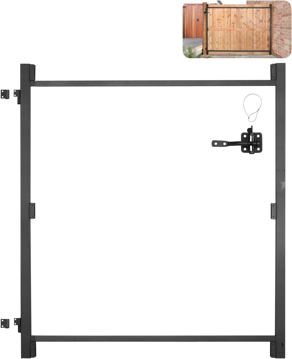 VEVOR Gate Building Kit, Fits 60 to 96 in Wide Openings, Up from 6 to 7 ft High Fence, Adjustable Gate Building Kit, Anti Sag Full Gate Frame Kit with Latch Lock, Screw, for Wooden Fence, Iron, Black