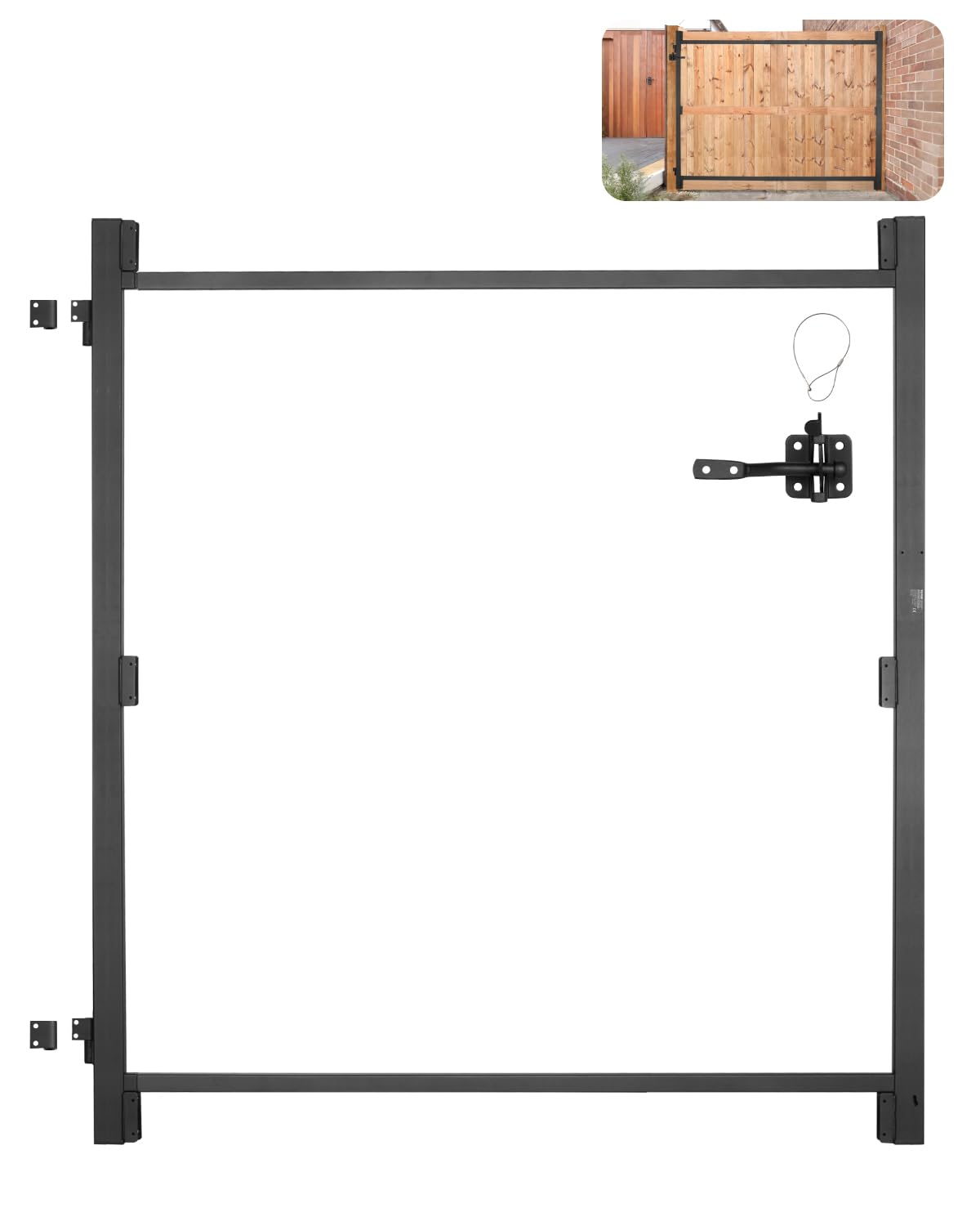 VEVOR Gate Building Kit, Fits 60 to 96 in Wide Openings, Up from 6 to 7 ft High Fence, Adjustable Gate Building Kit, Anti Sag Full Gate Frame Kit with Latch Lock, Screw, for Wooden Fence, Iron, Black