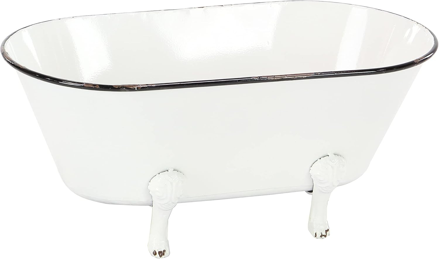 DecMode 20" x 9" Indoor Outdoor Bathtub White Metal Planter