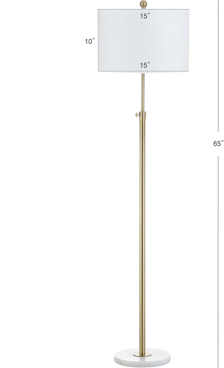 JONATHAN Y JYL3022A June 65" Adjustable Metal/Marble LED Floor Lamp, Modern, Contemporary, Elegant, Glam, Office, Living Room, Family Room, Dining Room, Bedroom, Hallway, Foyer, Brass