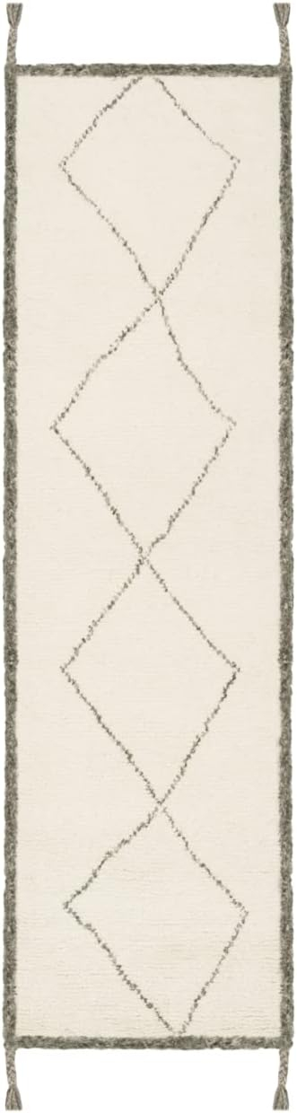 Casablanca CSB911 Hand Tufted Indoor Runner Rug - Ivory/Charcoal - 2'3"x12' - Safavieh