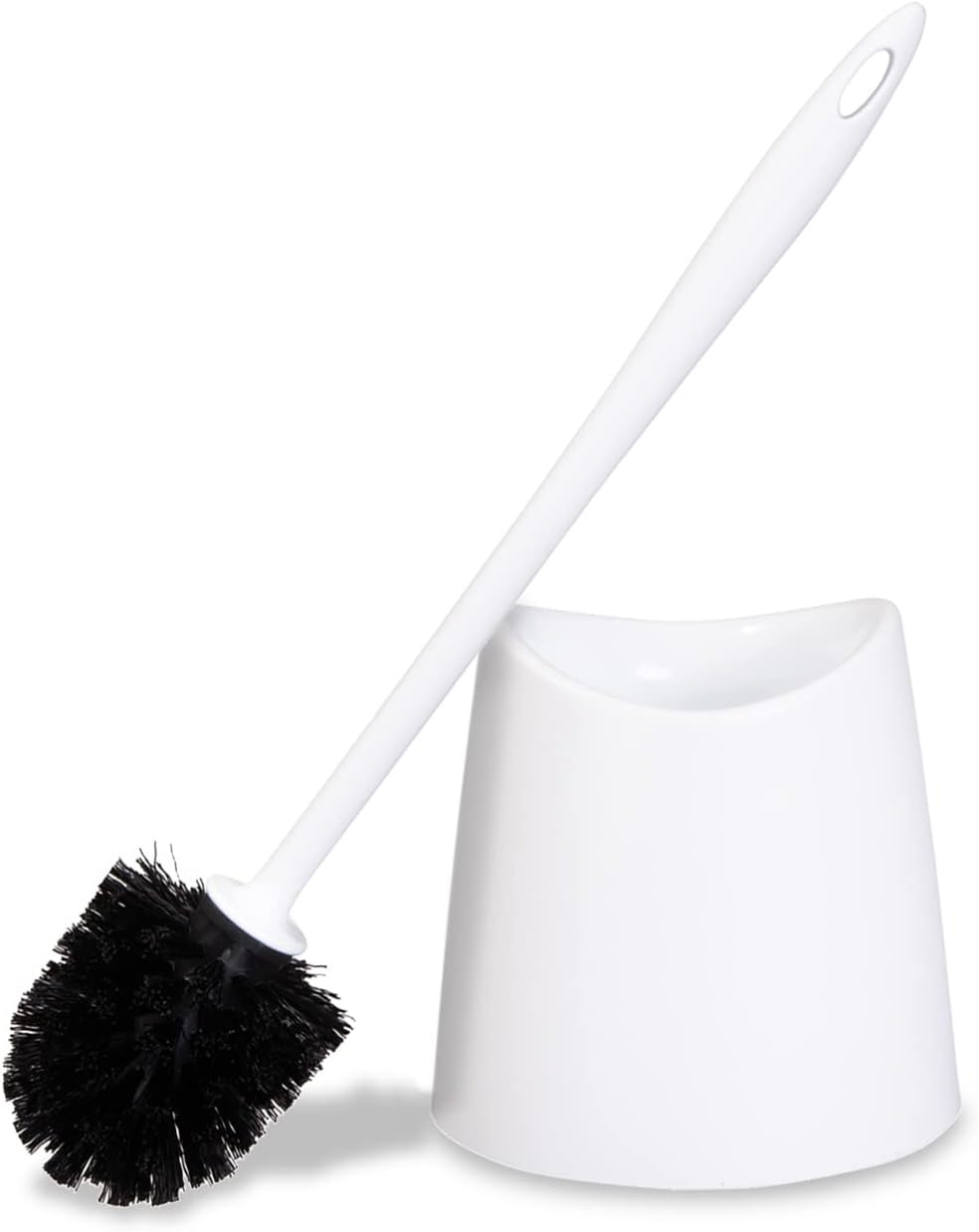 Modern Toilet Brush and Holder, White Toilet Bowl Scrub Brush with Storage Caddy, Bathroom Cleaner. by Superio