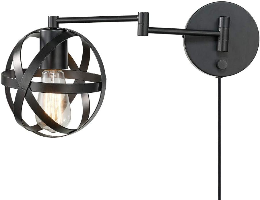 Globe Electric Tatum 1-Light Dark Bronze Plug-In or Hardwire Swing Arm Wall Sconce, 51544