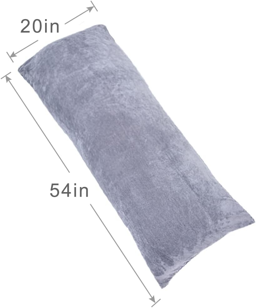 Full Body Pillow for Adults, Long Sleeping, Big Pillows Bed, Firm Large with Velvet Cover, 20x54 Inches (Dark Grey)