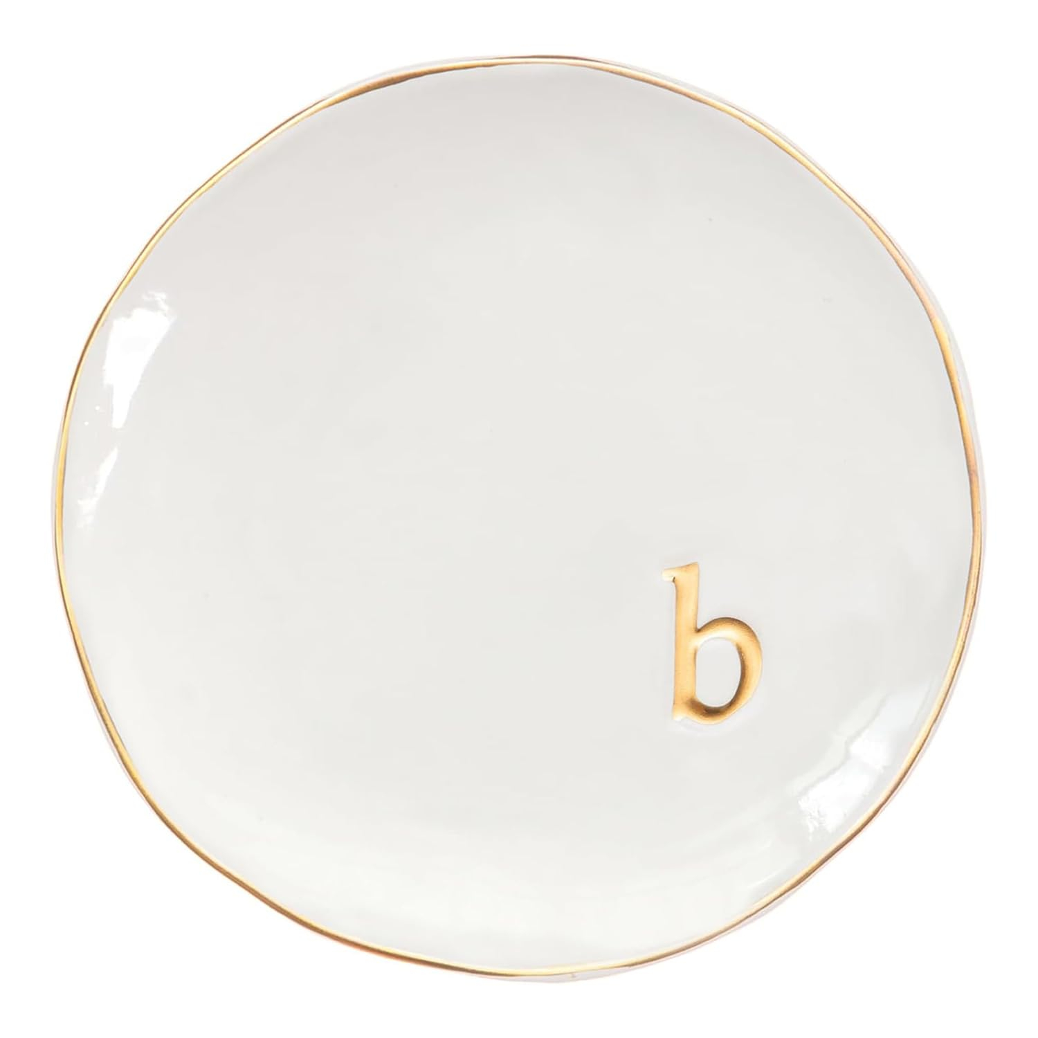 COLLECTIVE HOME - Ceramic Jewelry Tray, Decorative Trinket Dish for Rings Earrings Necklaces Bracelet Watch Keys, Birthday Mother's Day Christmas Gift for Women, 4.75", White Surface (O)