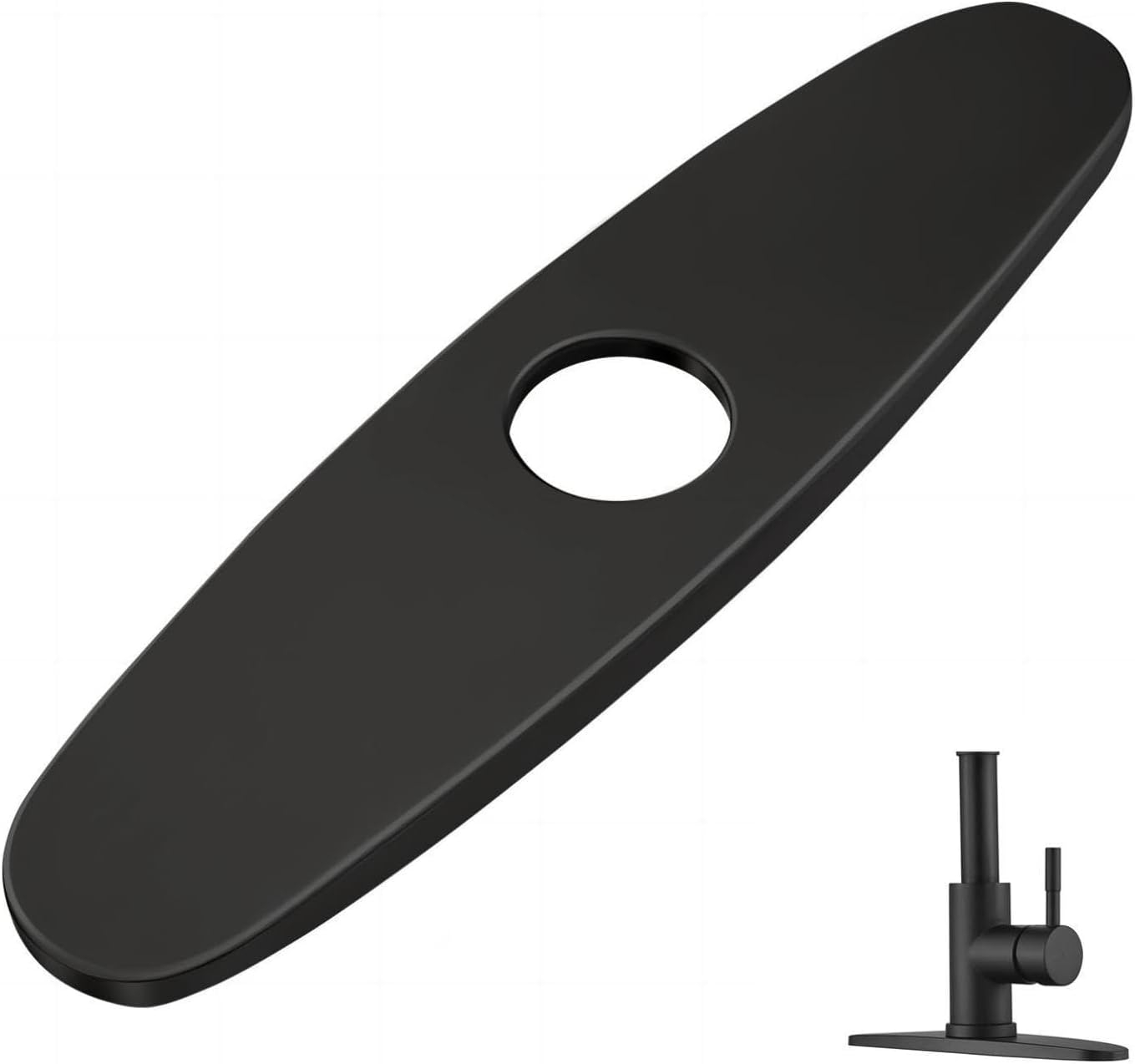 Innovire Faucet Plate, Kitchen Sink Cover Stainless Steel Plate Matte Black for 1 or 3 Hole Bathroom or Kitchen Sink Faucet 10 Inch Escutcheon Hole Covers Black