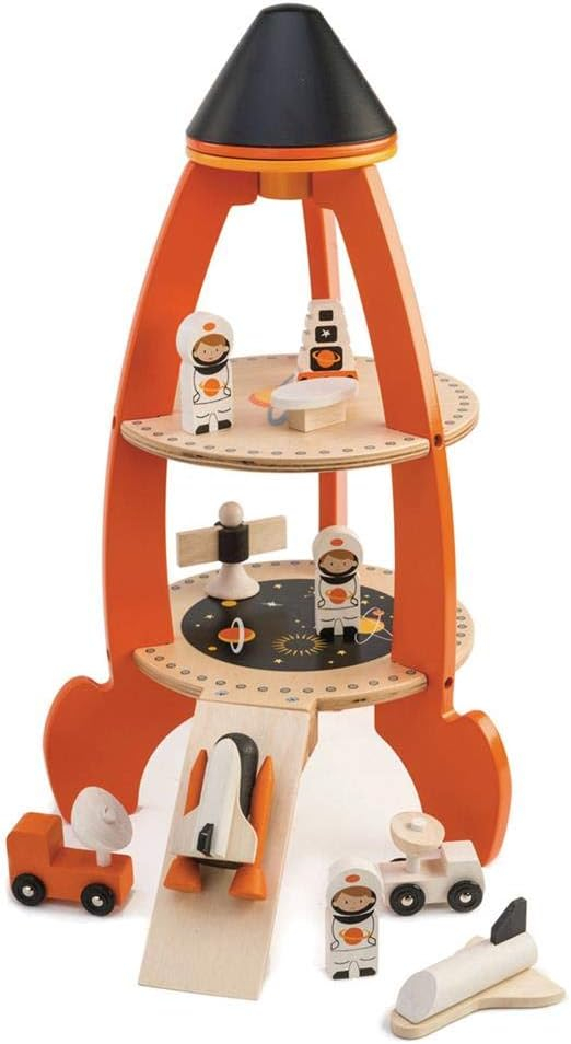 Cosmic Rocket Wooden Playset with Astronauts and Space Shuttles