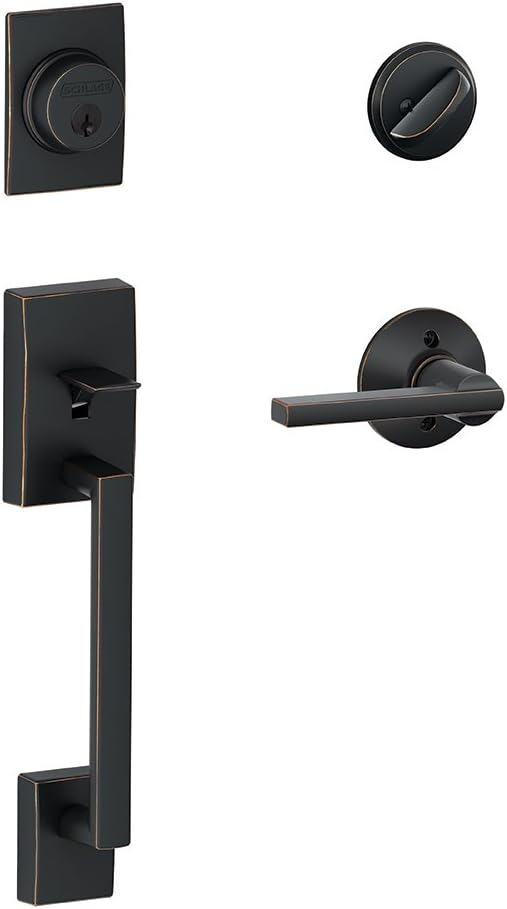 Century Handleset with Single Cylinder Deadbolt and Latitude Door Lever and Rosette
