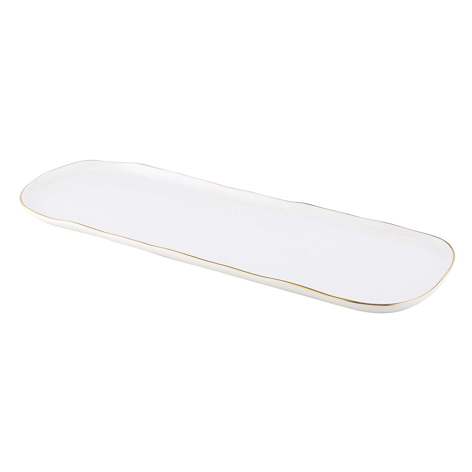 Santa Barbara Design Studio Table Sugar Ceramic Serving Platter, 5" x 14", White/Gold