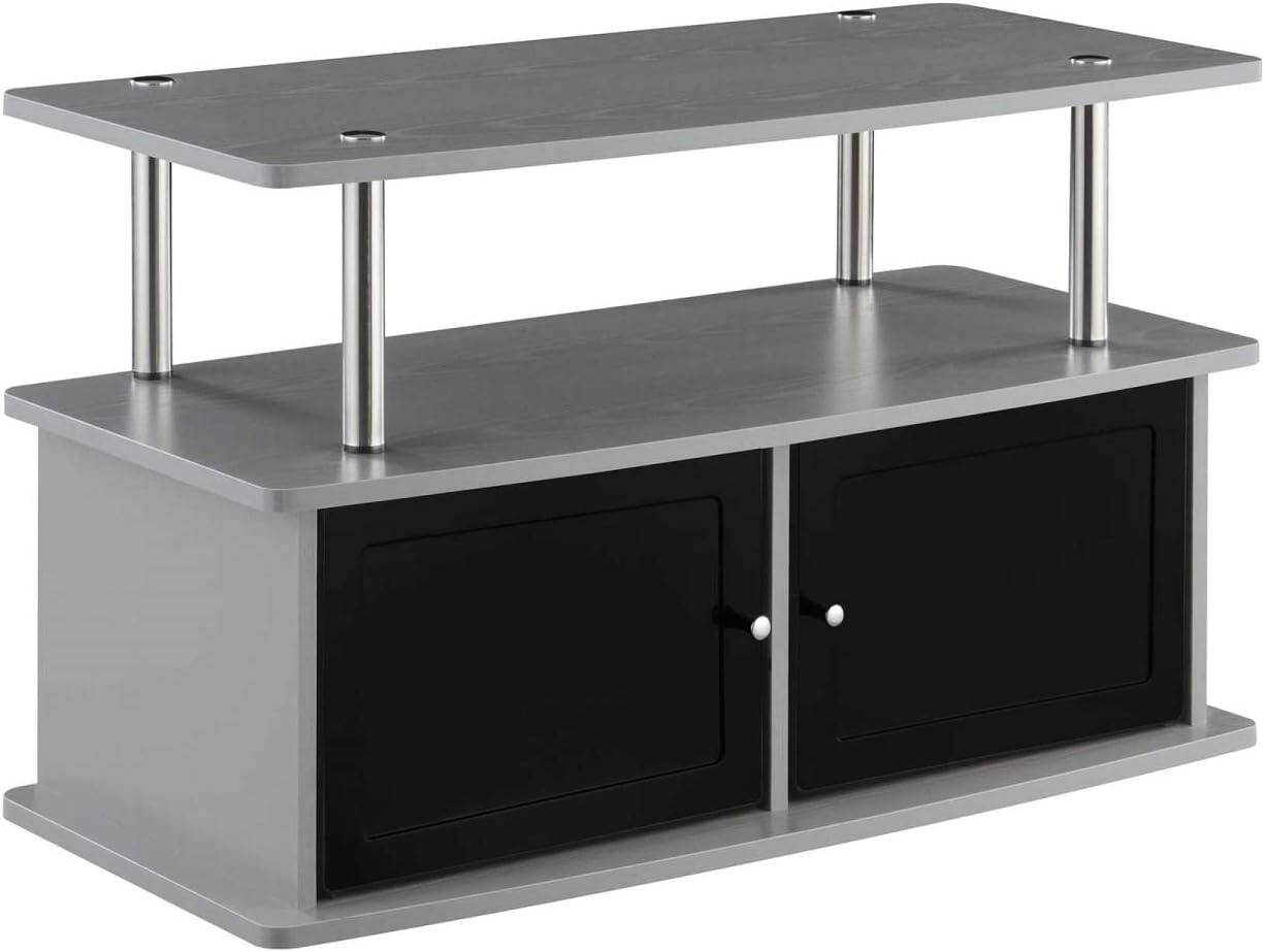 Convenience Concepts Designs2Go TV Stand with 2 Storage Cabinets and Shelf for TVs up to 40", Gray