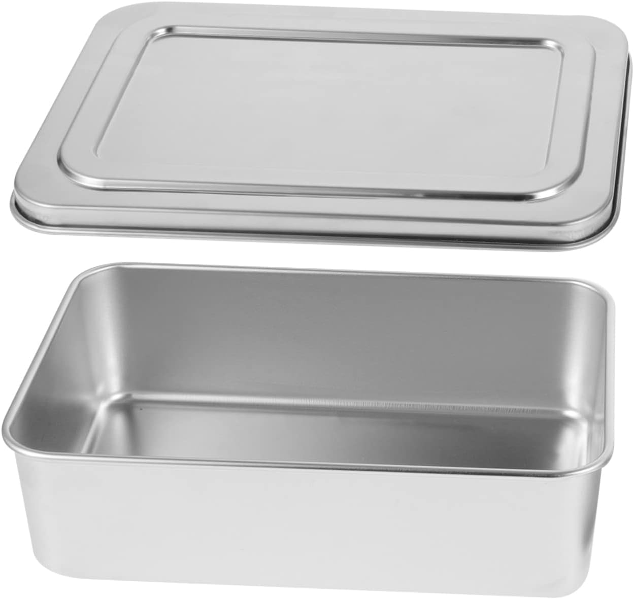 TABLZONE Stainless Steel Baking Tray Silver Oven Pan for Home Use with Lid