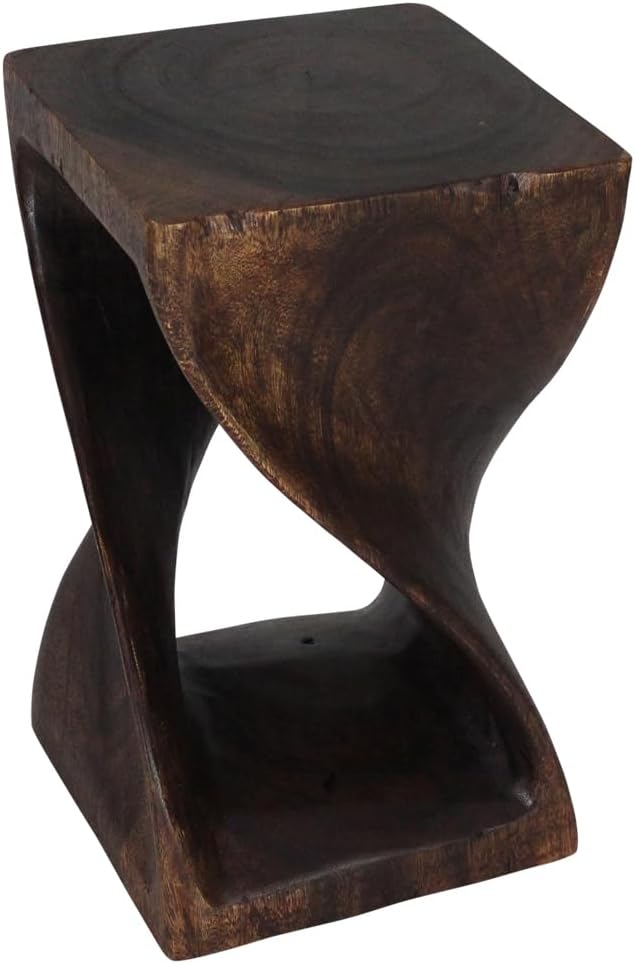 Haussmann® Original Wood Twist Stool 12 X 12 X 20 in High Mocha Oil