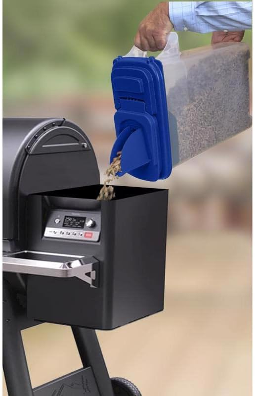 Clear and Blue Heavy-Duty Wood Pellet Storage Dispenser