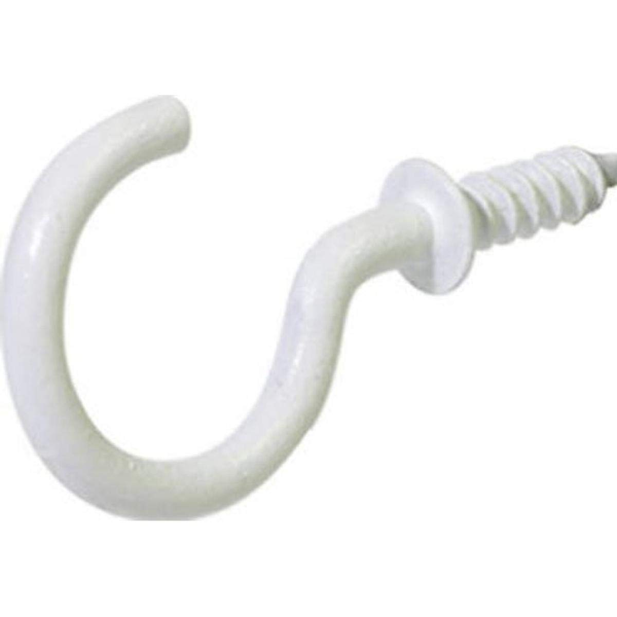 White Metal Screw-In Cup Hook, 1-1/4 Inch