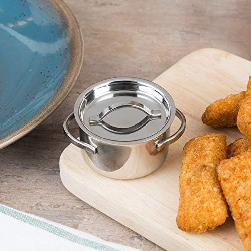 Mini Round Stainless Steel Pot with Lid and Handles, 4 oz