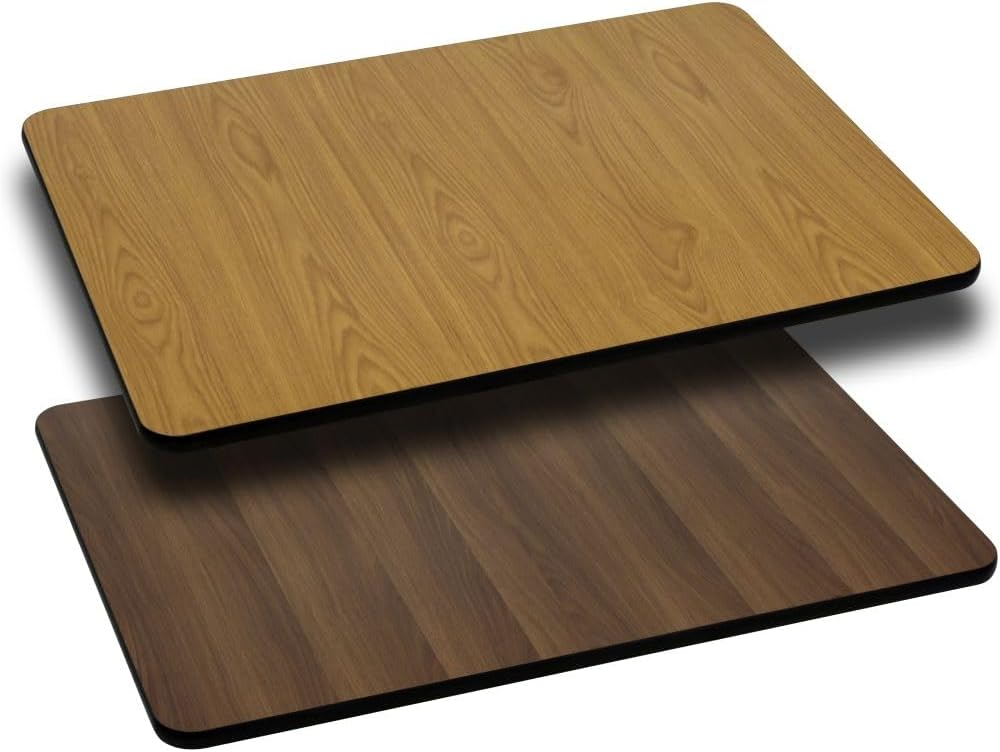Flash Furniture 30'' x 60'' Rectangular Table Top with Natural or Walnut Reversible Laminate Top
