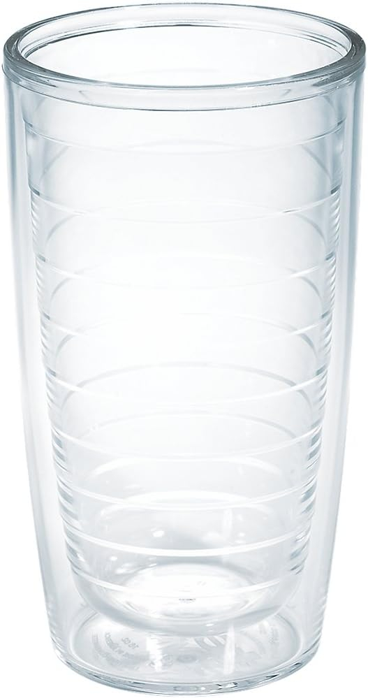 Tervis Clear & Colorful Tabletop Made in USA Double Walled Insulated Tumbler Travel Cup Keeps Drinks Cold & Hot, 16oz, Clear